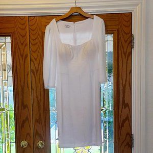 bebe white lined square neck dress